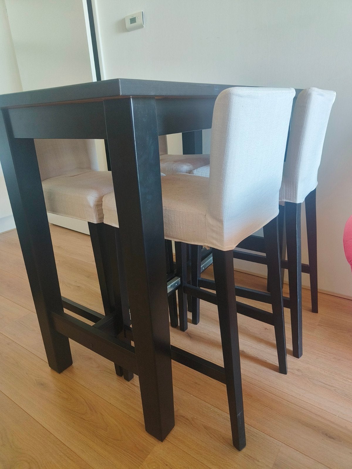 IKEA Stornäs bartafel + 4 Henriksdal stoelen, Ophalen, Gebruikt, Met voetsteun, 90 cm of meer