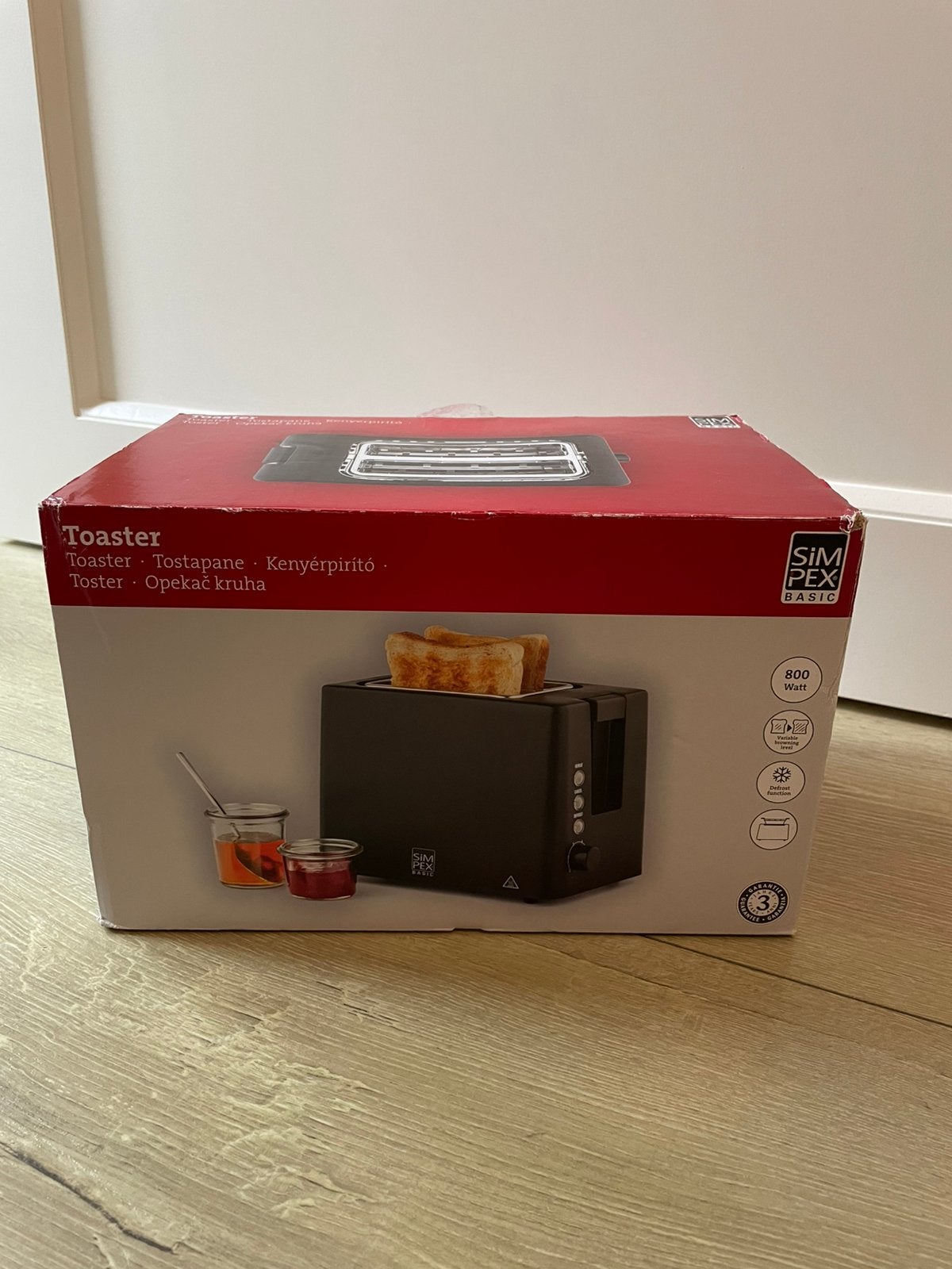 SIMPEX Basic Toaster – zwart – 800 Watt – nieuw,, Ophalen of Verzenden, Zo goed als nieuw, Uitneembare kruimellade