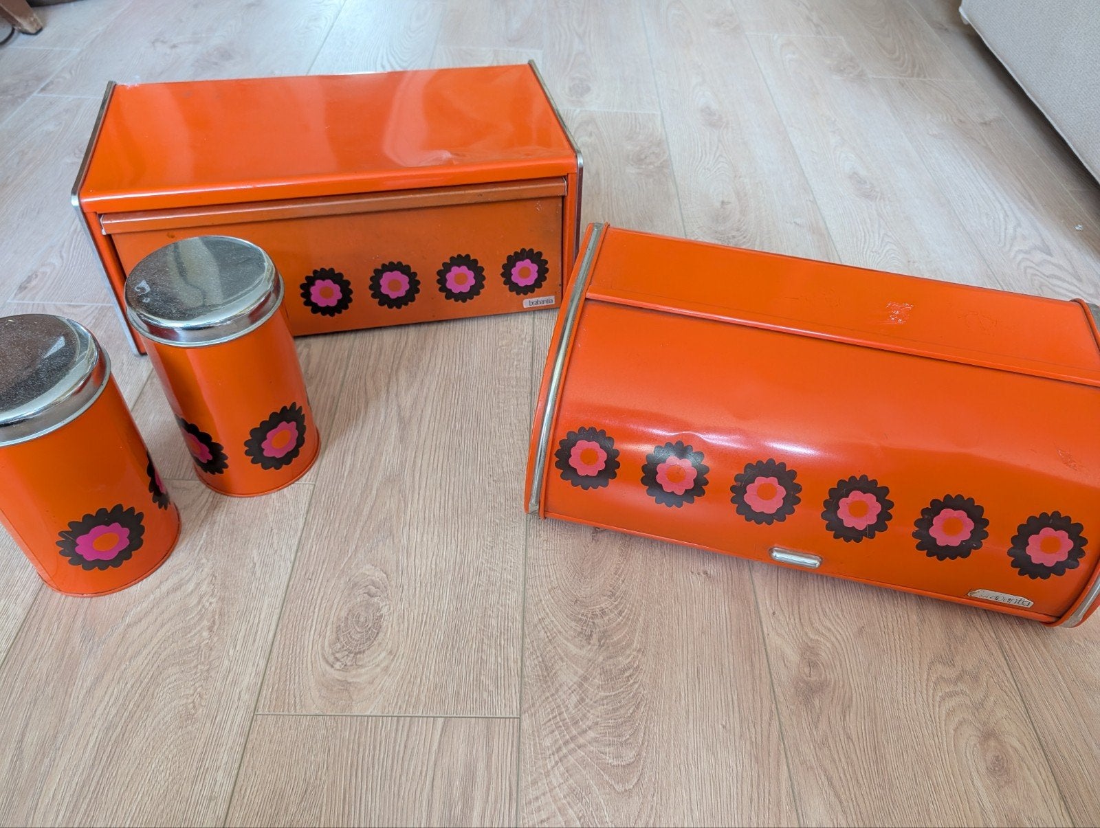 Vintage Brabantia Broodtrommels en Voorraadpotten Oranje, Ophalen of Verzenden