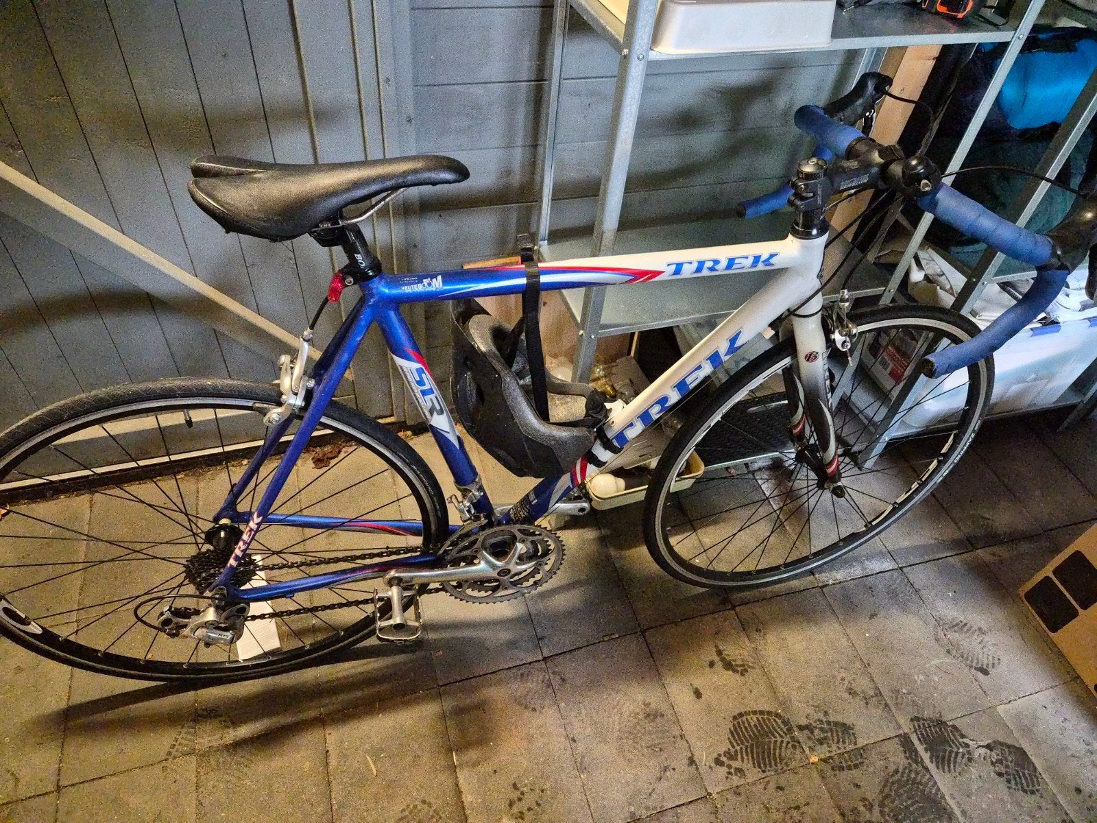 Trek racefiets, blauw/wit, inclusief helm, Ophalen, Gebruikt, Overige typen