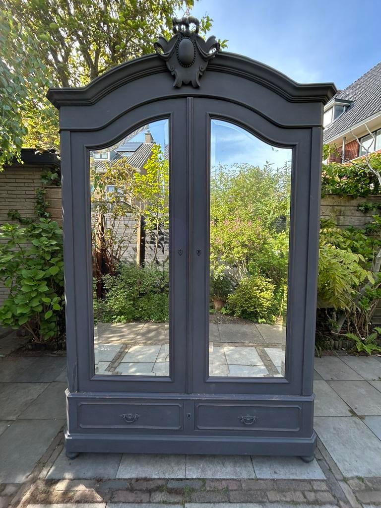 Grote spiegelkast Biedermeier, gerenoveerd, Antiek en Kunst, Ophalen