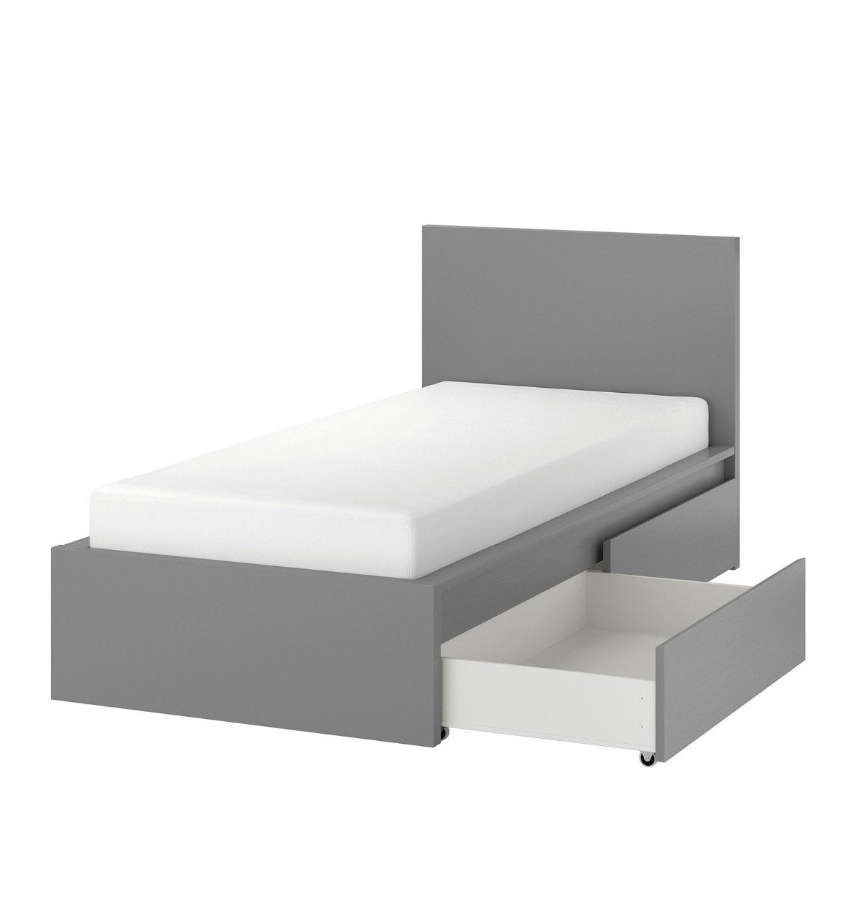 Ikea Malm Grijs bed 90x2000 met opberglades, Huis en Inrichting, Ophalen, Gebruikt, 90 cm, Eenpersoons
