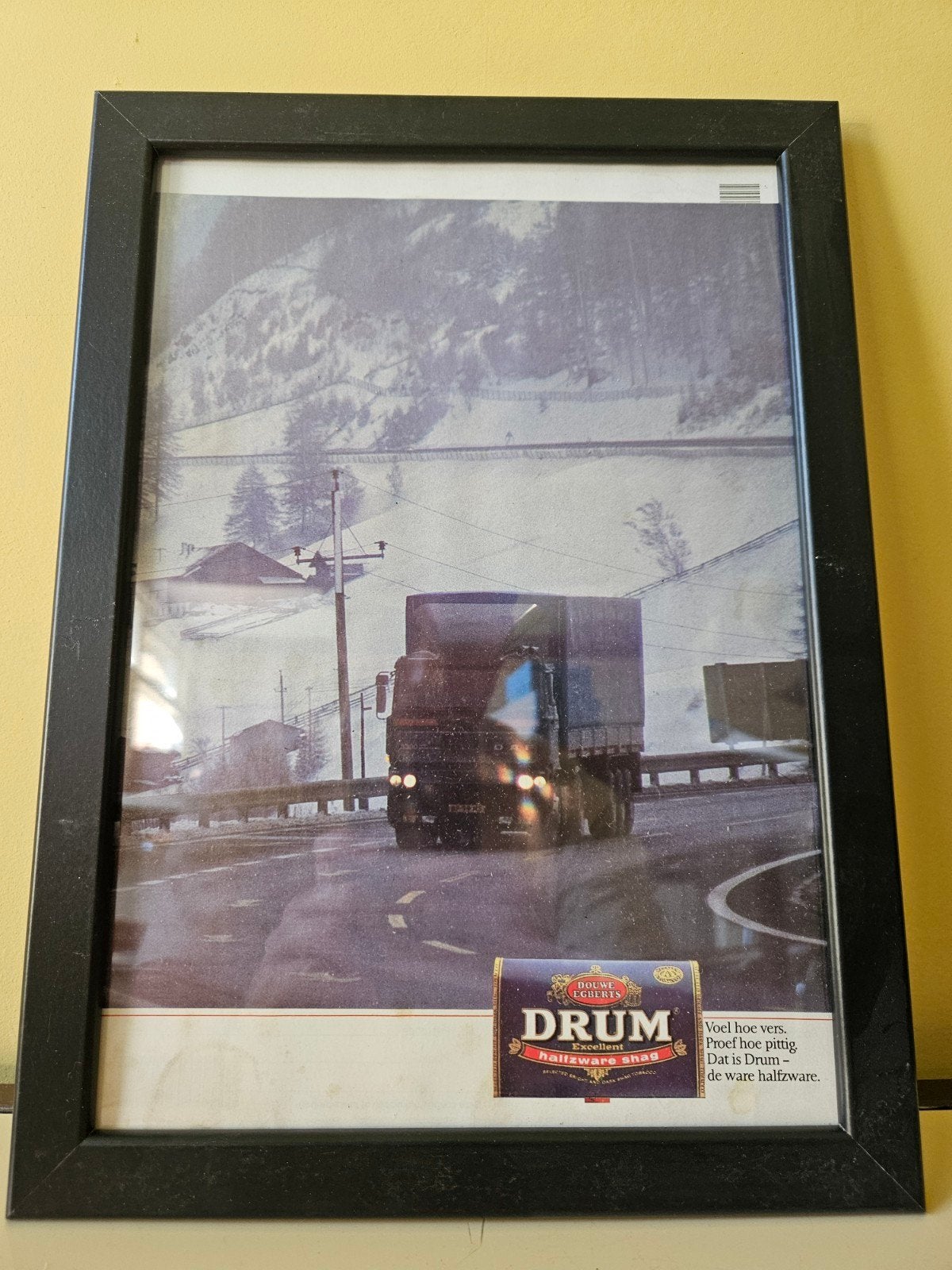 Vintage Drum Shag Reclame Poster in Lijst (30x20 cm), Ophalen of Verzenden