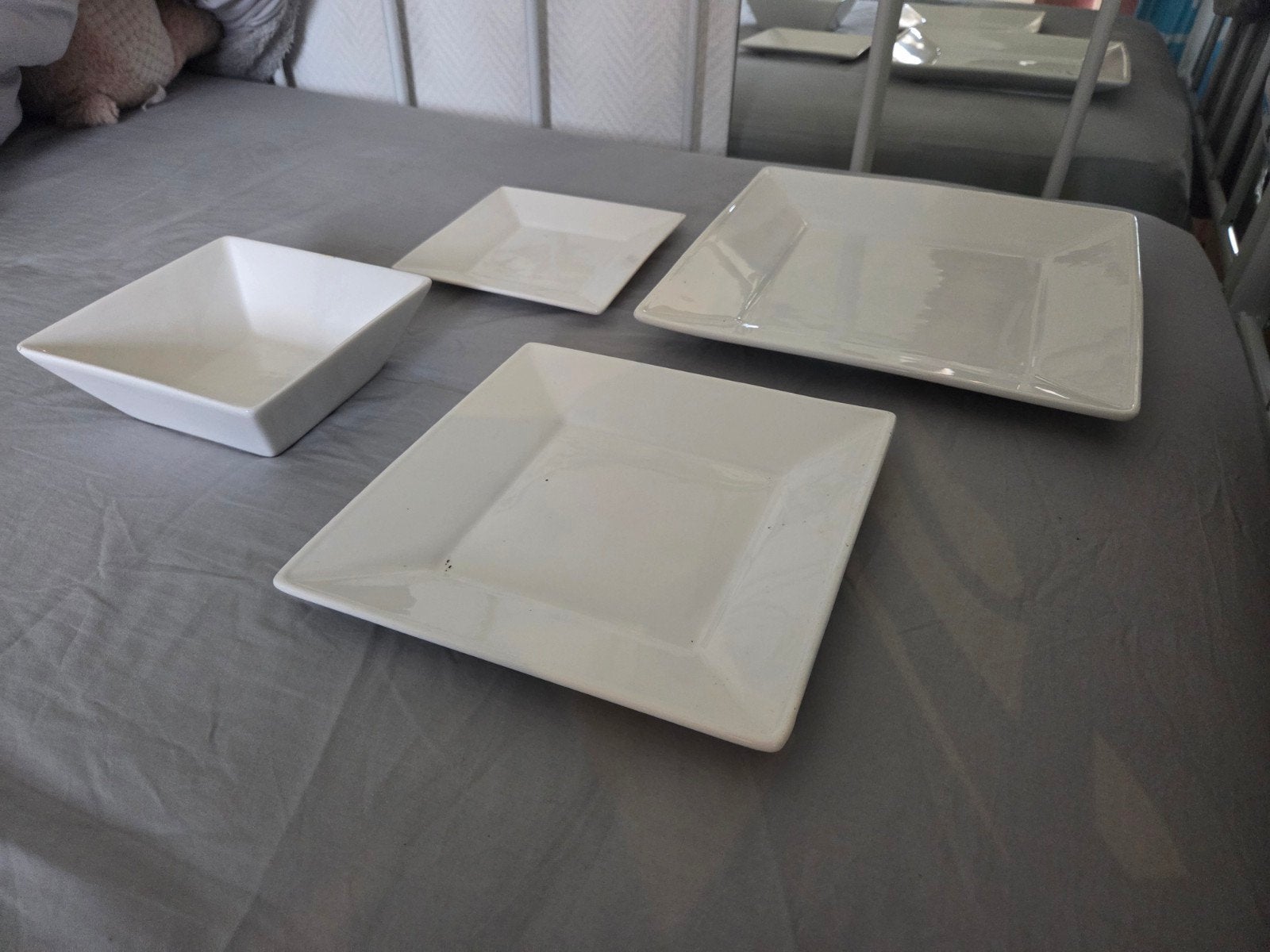 Witte vierkante set, Ophalen, Gebruikt, Overige stijlen, Bord(en)