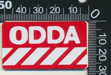 Sticker: Odda, Verzenden, Zo goed als nieuw, Bedrijf of Vereniging