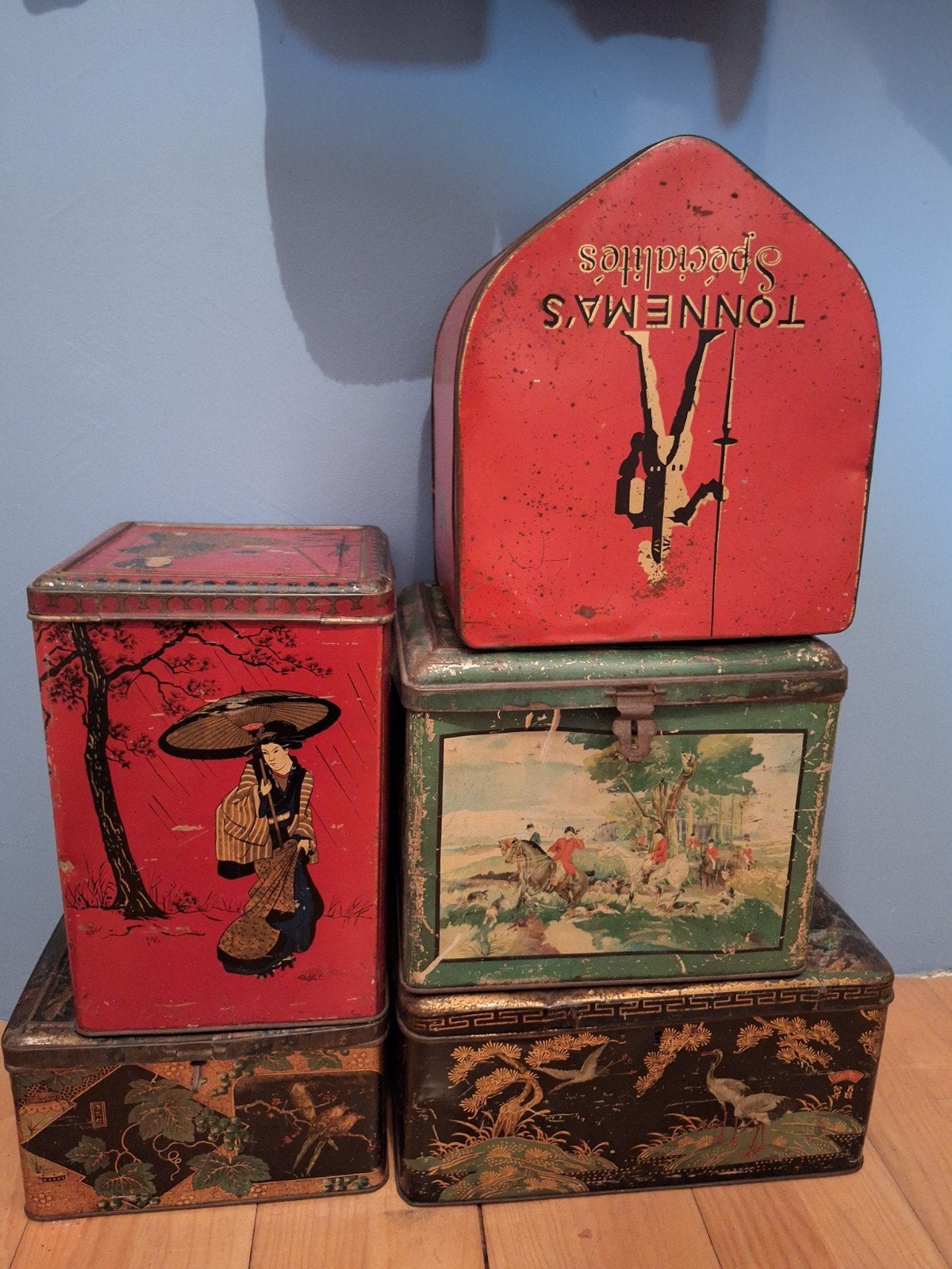 5 grote decoratieve blikken, Ophalen, Gebruikt, Overige