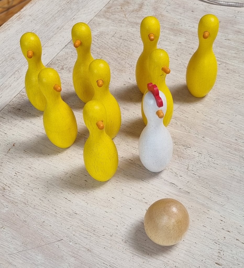 Mini kip met kuikens bowling, Ophalen, Hout, Overige stijlen, Nieuw