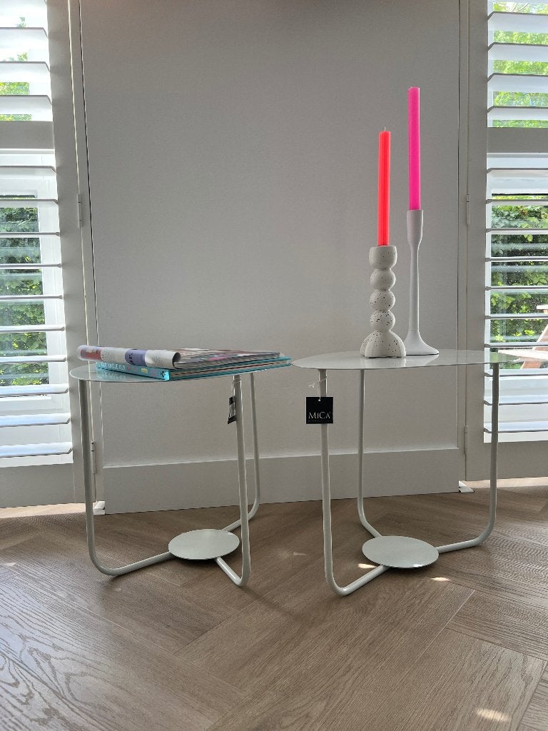 Bijzettafel salontafel ovaal grijs NIEUW 15 stuks, Ophalen, Nieuw, 50 tot 100 cm, Metaal