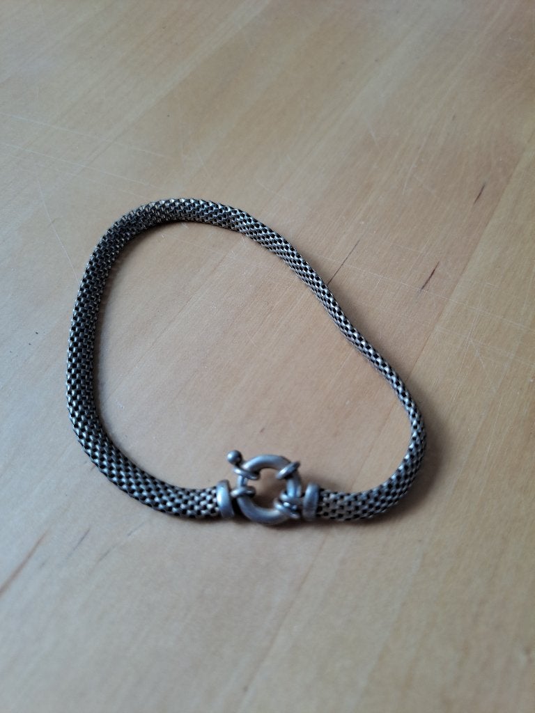 Mooie vintage mesh / slangenarmband – ca. 22 cm, Ophalen of Verzenden, Nieuw, Zilver, Zilver