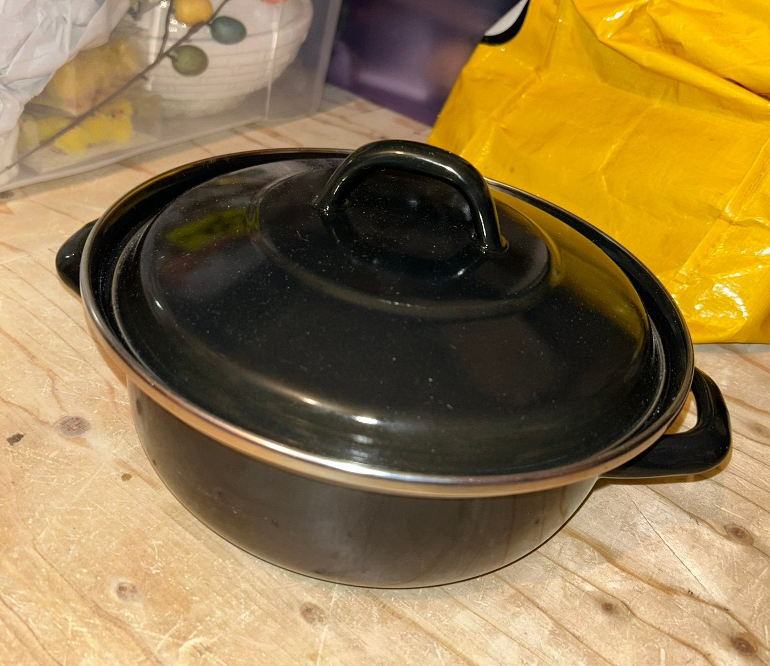 Braadpan met deksel | ong 23 cm diameter, Ophalen of Verzenden, Zo goed als nieuw, Gietijzer