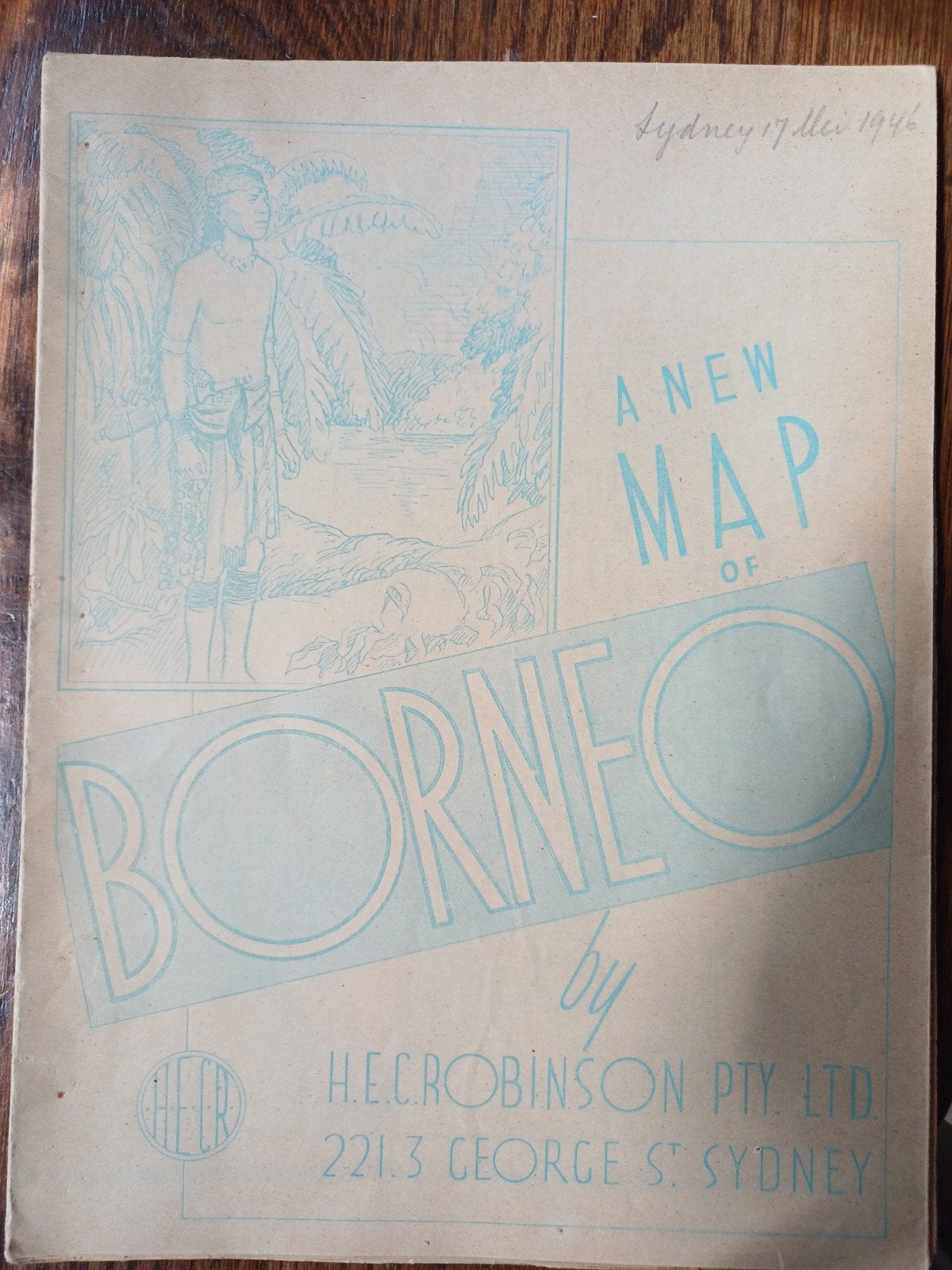 L17 Antieke kaart van Borneo (1946) - H.E.C. Robinson, Gelezen, H.E.C. Robinson Pty Ltd, Overige gebieden, Ophalen of Verzenden