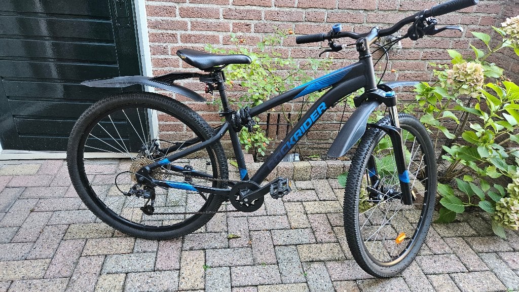 Mountainbike ST120 27.5" rockrider/microshift zwart/blauw, Fietsen en Brommers, Gebruikt, Schijfrem, 53 tot 57 cm, Ophalen