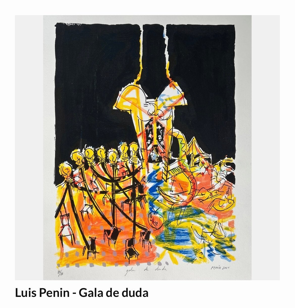 Luis Penin - Gala de duda - Zeefdruk uit 2000, Ophalen of Verzenden