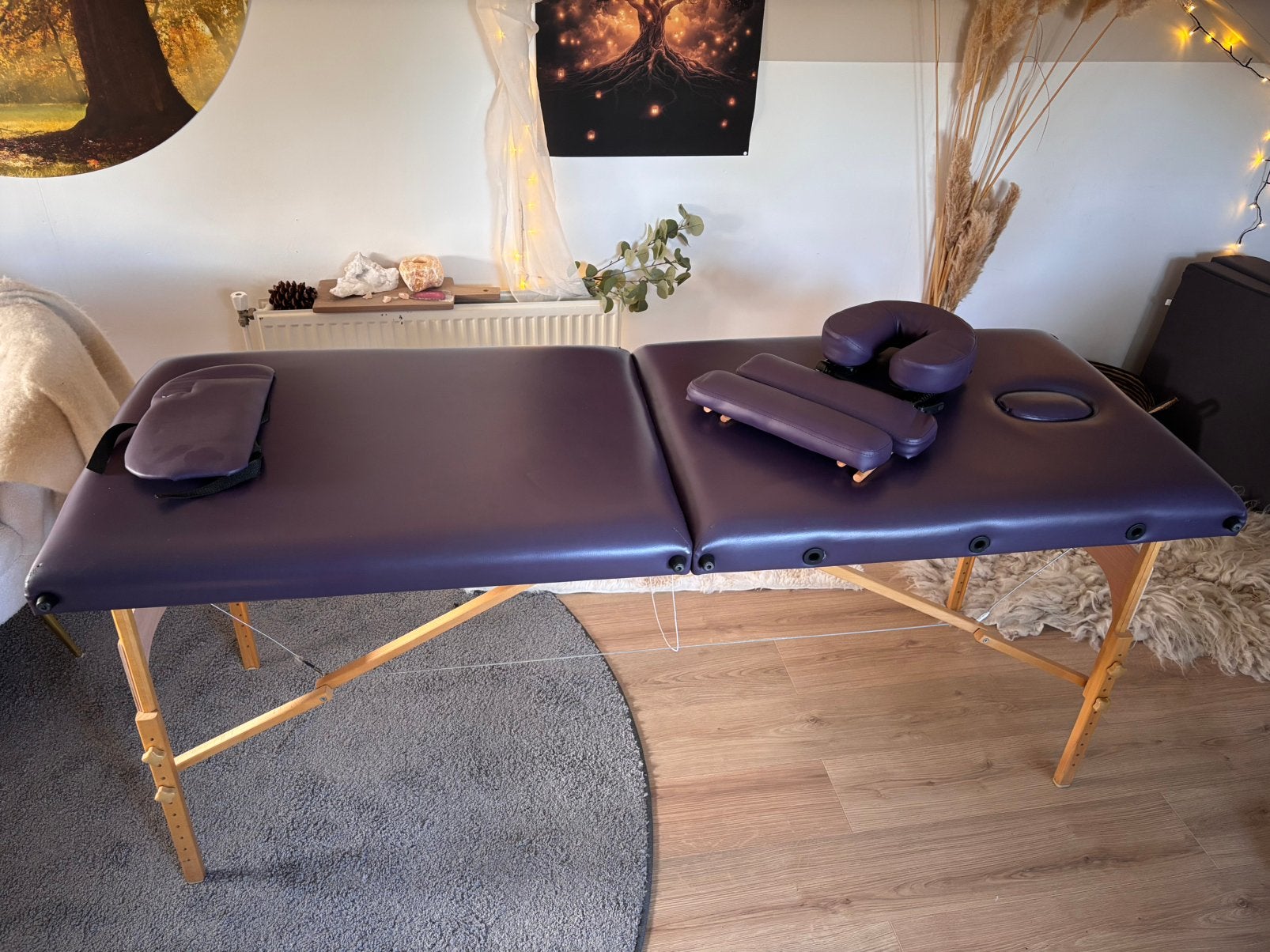Kingpower massagetafel – paars – inklapbaar, Ophalen, Zo goed als nieuw, Massagetafel