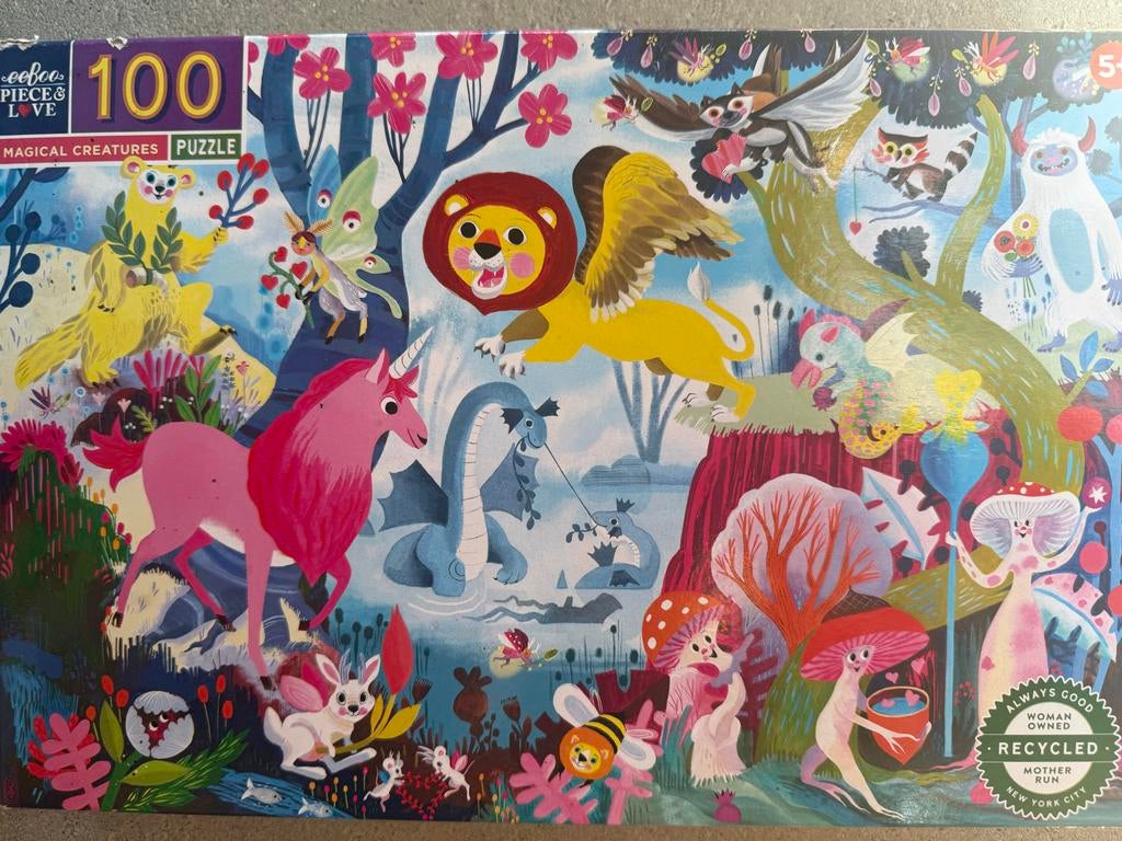 Nieuw; eeboo Magical Creatures Puzzel 100 stukjes, Kinderen en Baby's, Ophalen of Verzenden, 10 tot 50 stukjes, Zo goed als nieuw