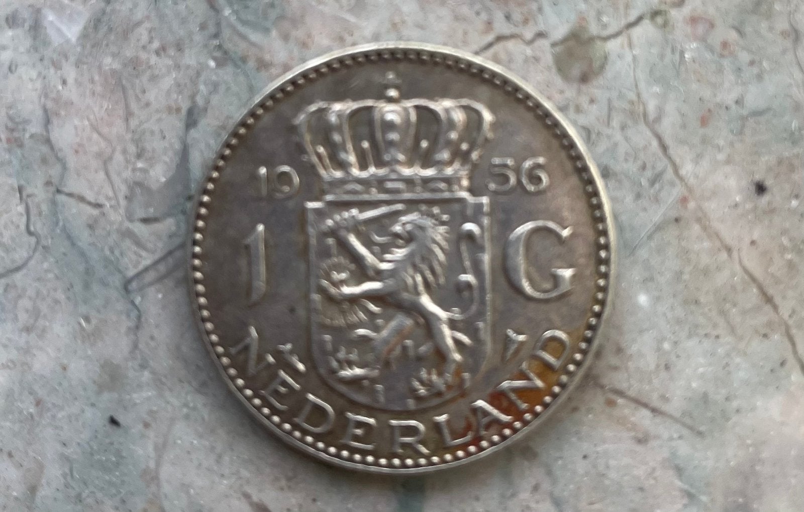 Koningin Juliana zilveren gulden 1956., Verzenden, Koningin Juliana, 1 gulden, Losse munt