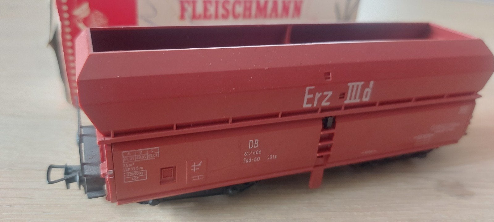 Fleischmann DB/Erz III d fals zelflosserwagen in ovp, Gelijkstroom, Fleischmann, Wagon, Ophalen of Verzenden