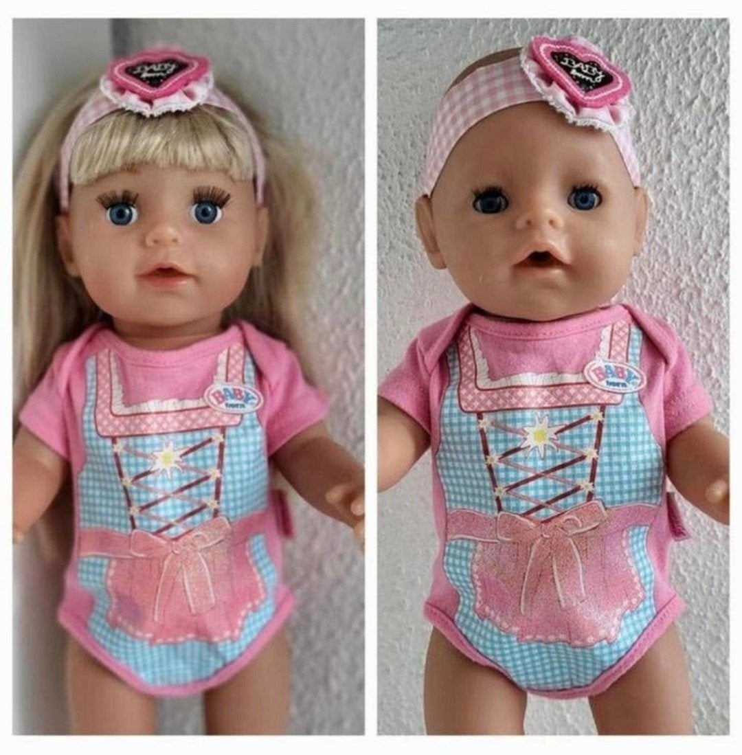 Baby Born romper en haarbandje Babyborn.Excl.poppen 43cm, Ophalen of Verzenden, Zo goed als nieuw, Babypop