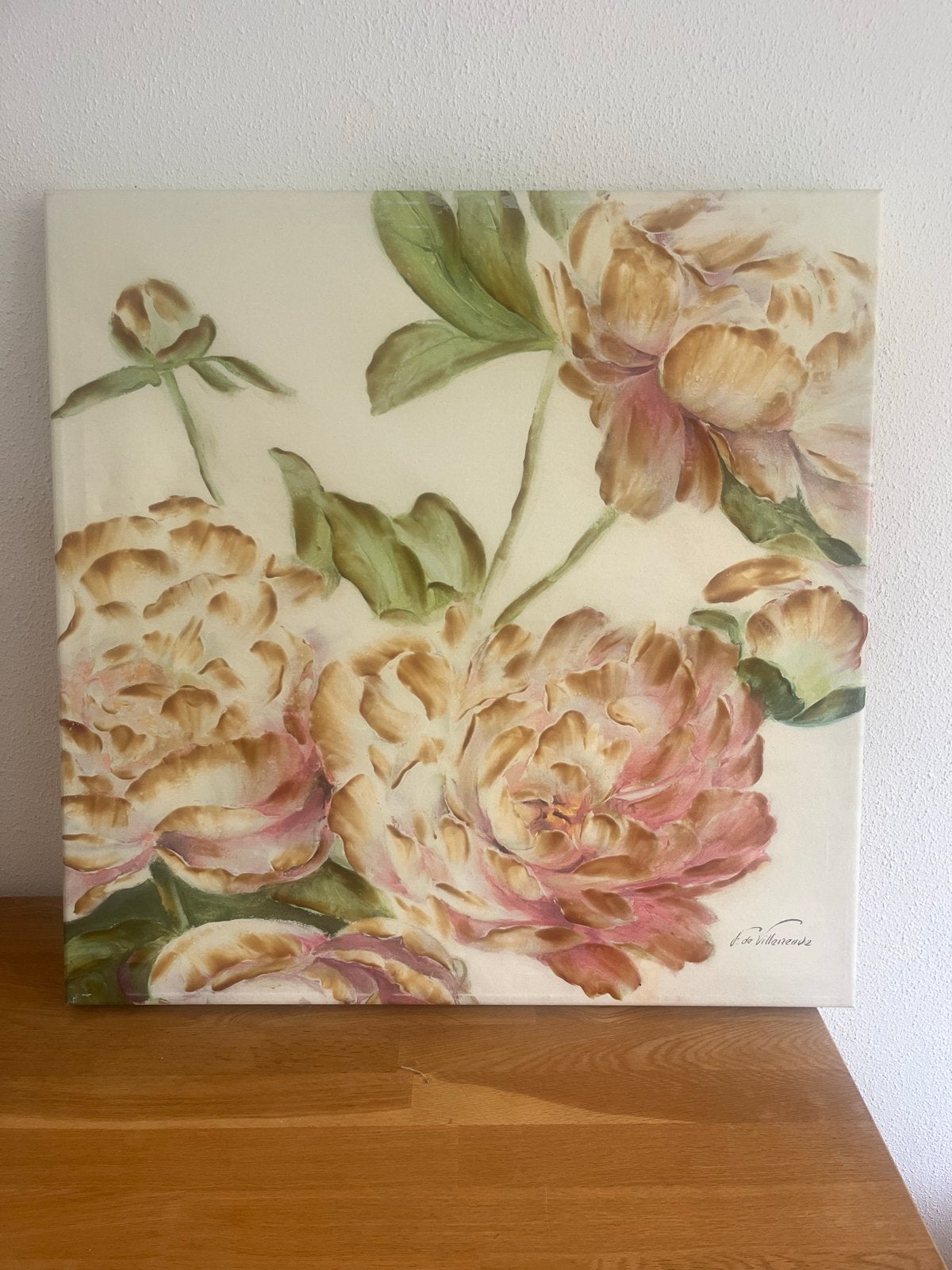 Schilderij met prachtige pioenrozen, Doek, Realistisch, Olieverf, Ophalen