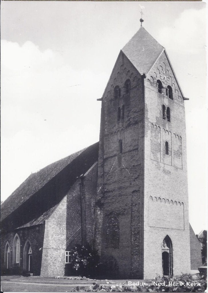 Bedum Nederlands hervormde kerk Oude ansichtkaart (A1338), Ophalen of Verzenden, 1960 tot 1980, Gelopen