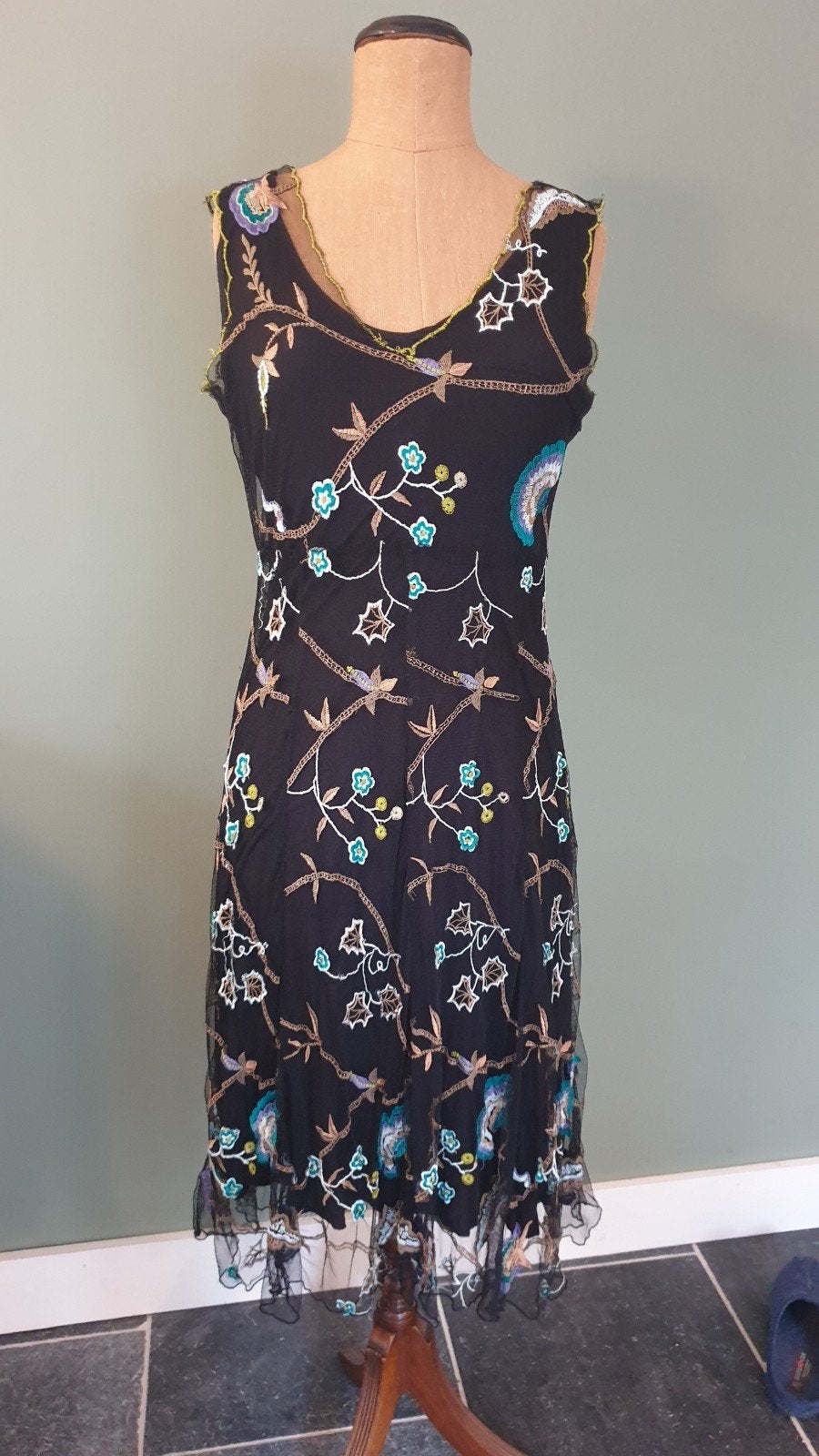 Vintage jurk Hunza maat M/L, Kleding | Dames, Ophalen of Verzenden, Maat 38/40 (M), Onder de knie
