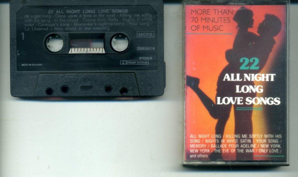 22 All Night Long Love Songs cassette 1989 ZGAN, 1 bandje, Ophalen of Verzenden, Zo goed als nieuw, Origineel