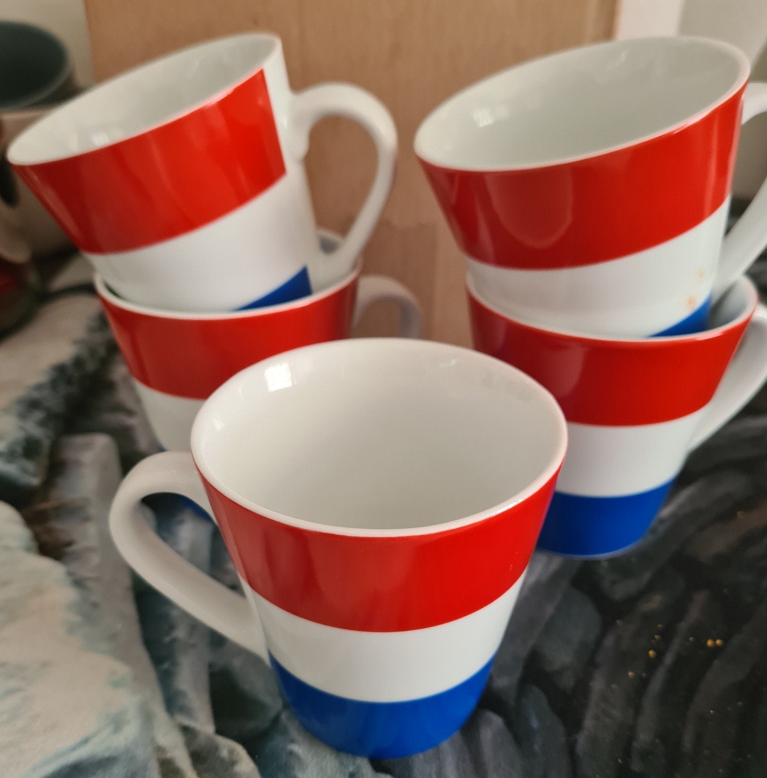 Koffiekopjes met Nederlandse vlag WK, Keramiek, Ophalen of Verzenden, Zo goed als nieuw, Overige stijlen