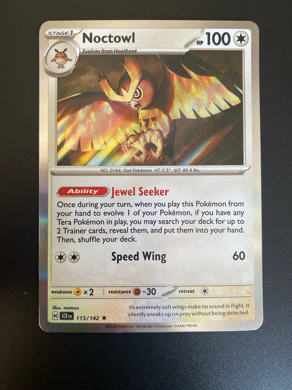 Noctowl 115/142 Rare Holo Pokémon Stellar Crown, Ophalen of Verzenden, Nieuw, Losse kaart, Foil