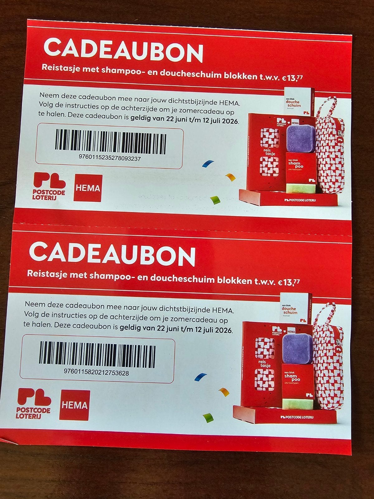 Cadeaubon (2x), Twee personen, Cadeaubon