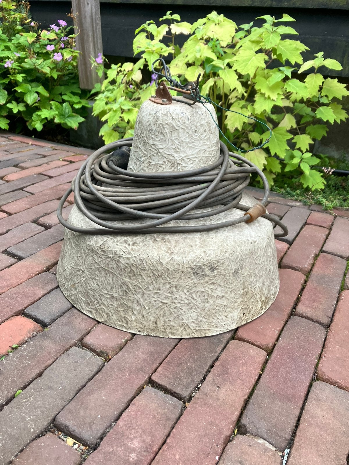 Oude werklamp, polyester, Tuin en Terras, Ophalen of Verzenden, Zo goed als nieuw