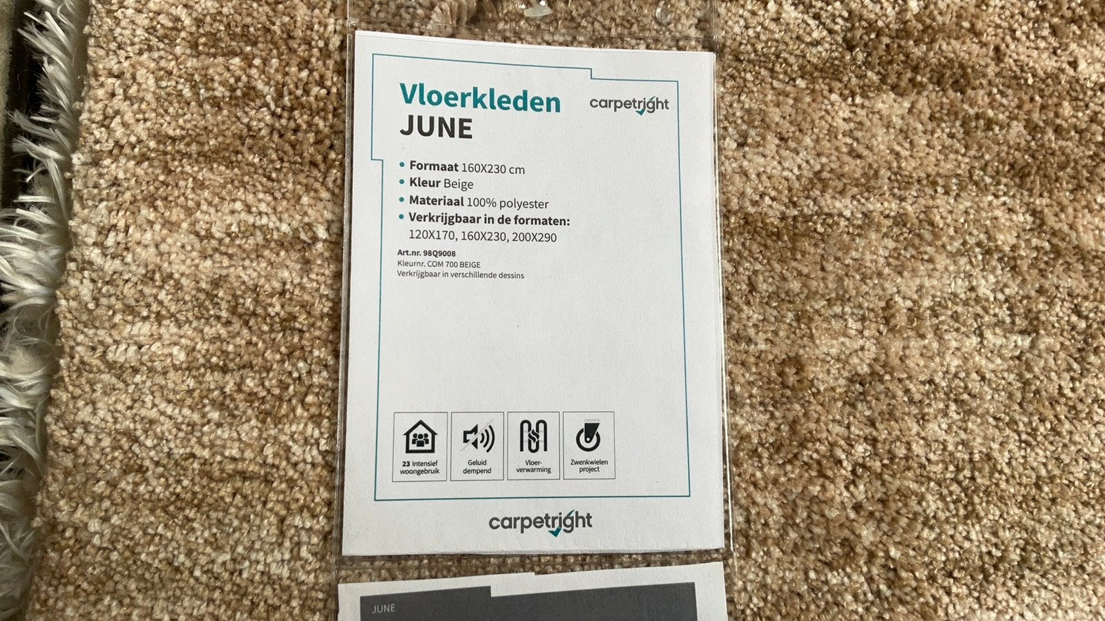 Nieuw Carpetright  vloerkleed June 1.60 bij 2.30 m, Ophalen, Beige, 150 tot 200 cm, Rechthoekig