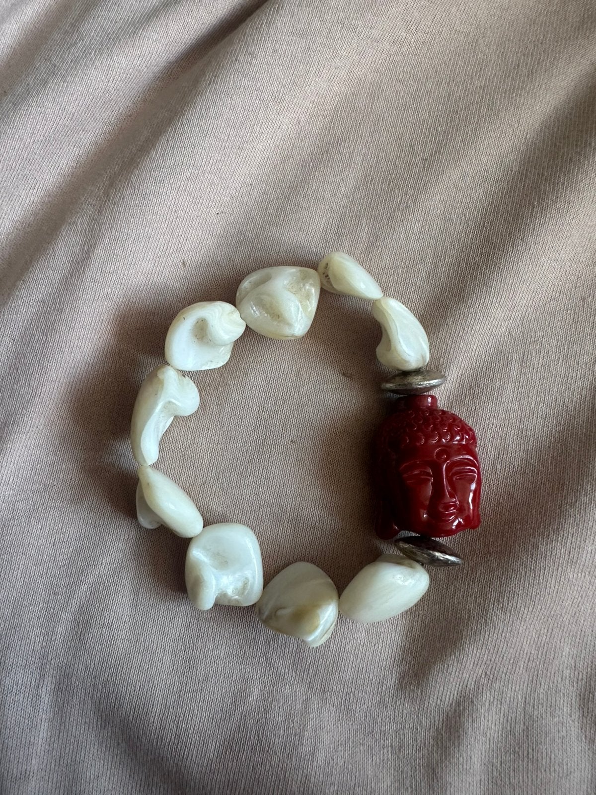 Buddha armband, Ophalen of Verzenden, Zo goed als nieuw, Wit, Overige materialen