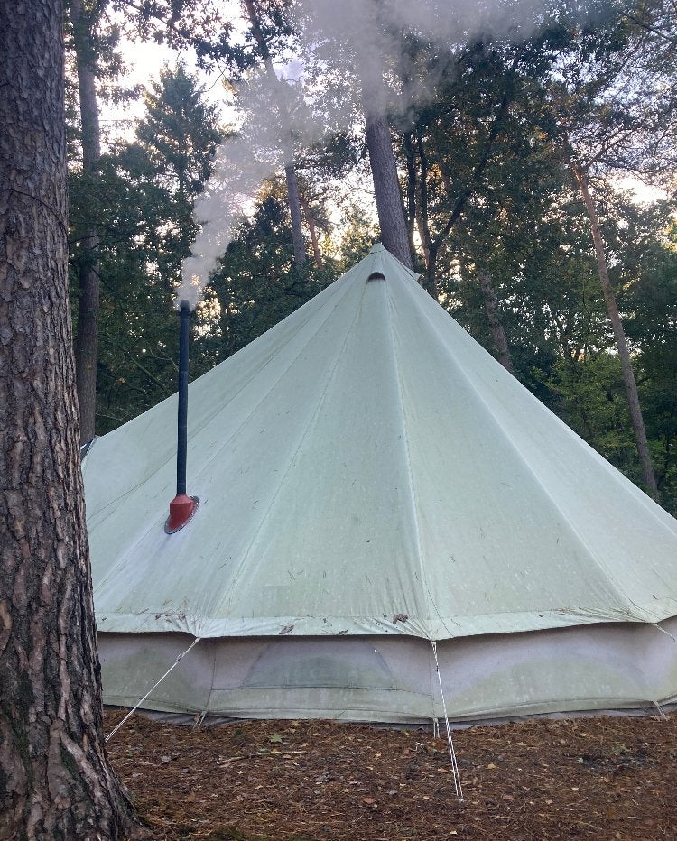 Gebruikte Bell tent 6m met kachelpijp doorvoer, Caravans en Kamperen, Tenten, Ophalen, Gebruikt, Meer dan 6