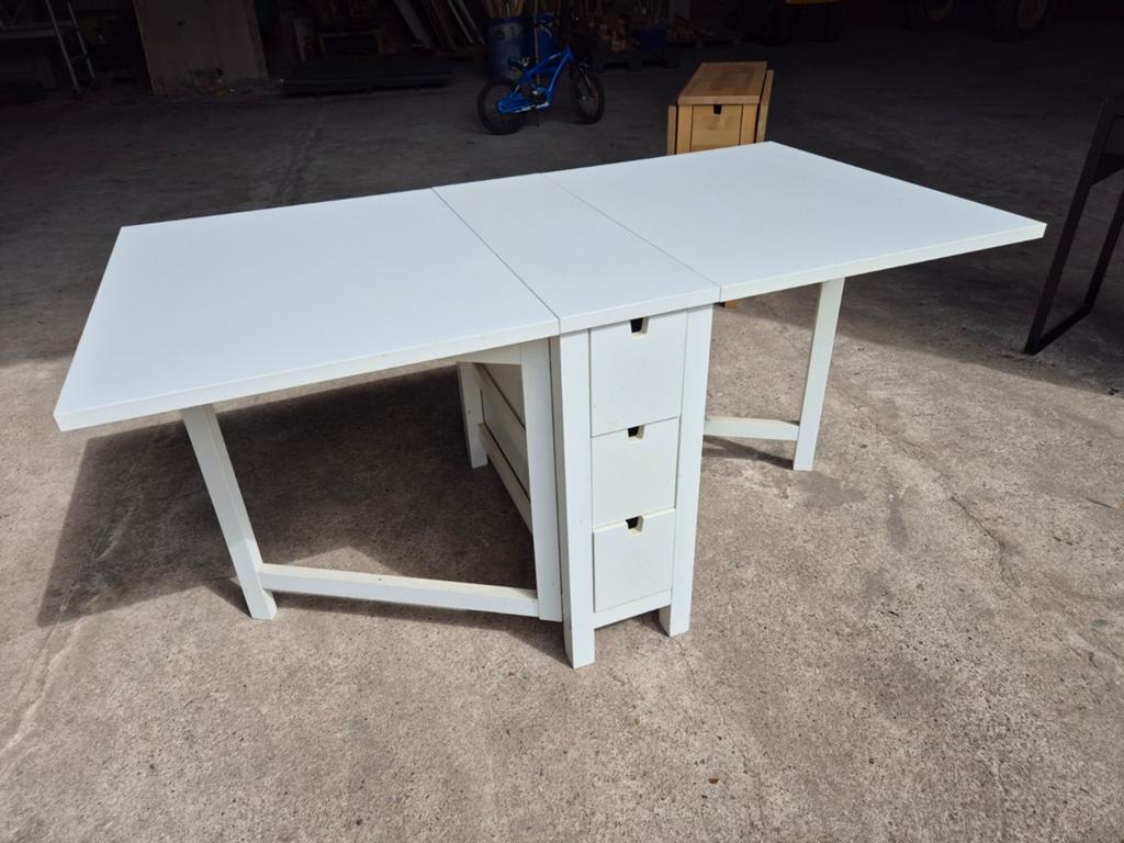 IKEA Norden uitschuifbare eettafel met lades, Huis en Inrichting, Tafels | Eettafels, Ophalen, Modern, Functioneel, 50 tot 100 cm