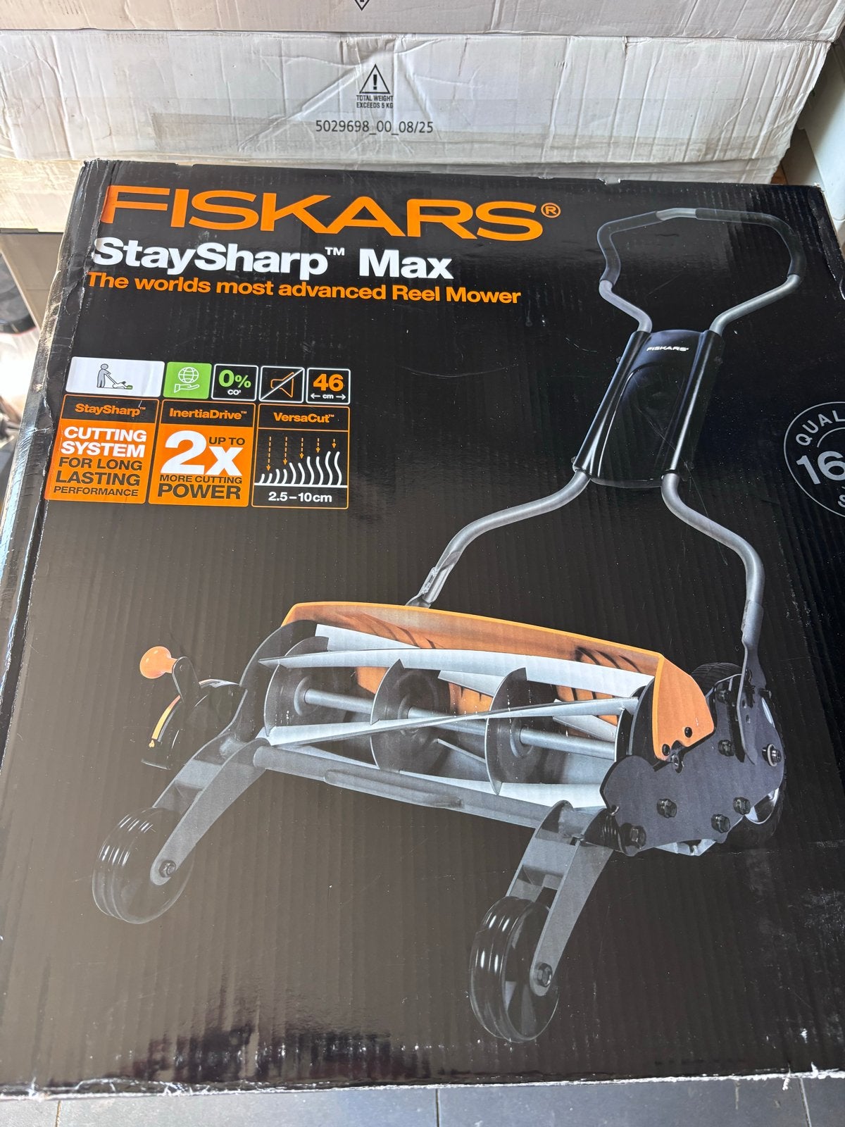 Nieuwe Fiskars StaySharp Max Kooimesmaaier met opvangzak, Tuin en Terras, Grasmaaiers, Handgrasmaaier, Nieuw, Ophalen of Verzenden