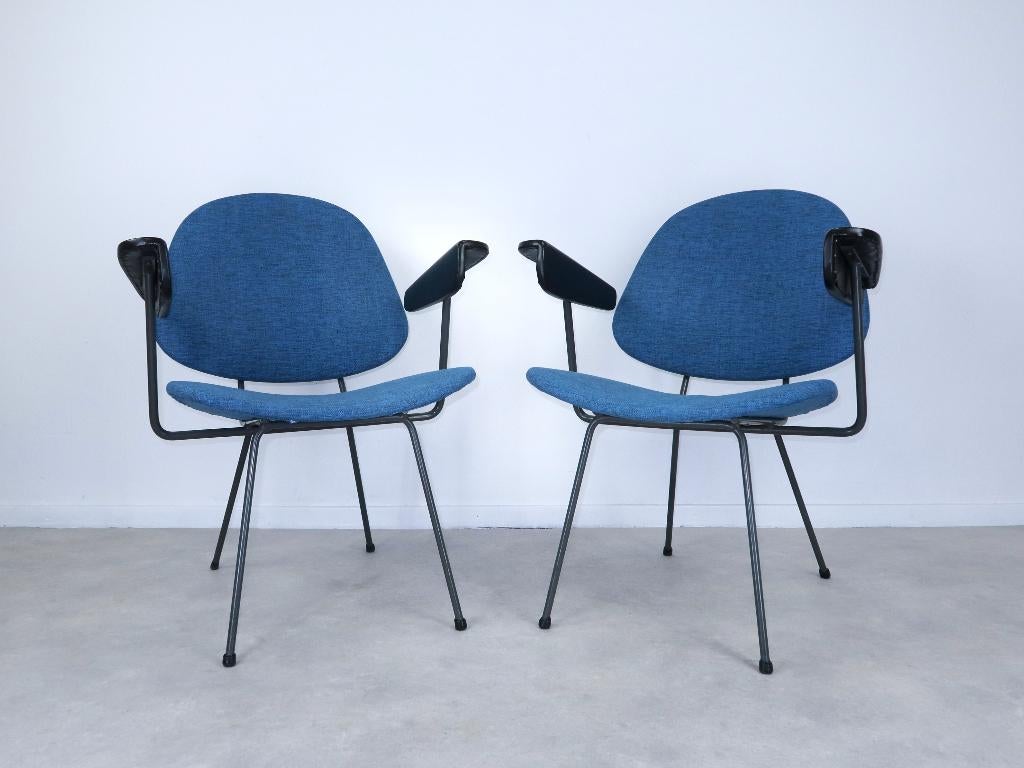 set armstoelen Gispen Kembo petrol blauw 50s 60s, Huis en Inrichting, Ophalen, Gebruikt, -, Vintage