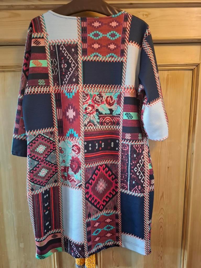 Myrna Jurk XXL - Elastisch met Patchwork Print, Myrna, Overige kleuren, Maat 46/48 (XL) of groter, Ophalen of Verzenden