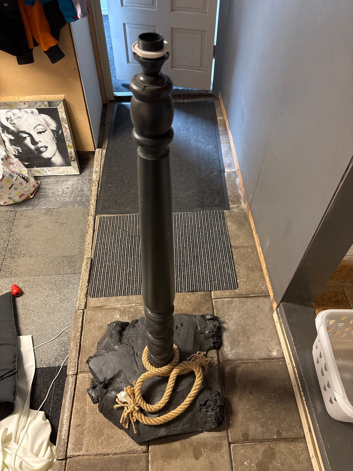 Unieke vloerlamp met touwdetail, Ophalen, Gebruikt, 100 tot 150 cm, E27 (groot)