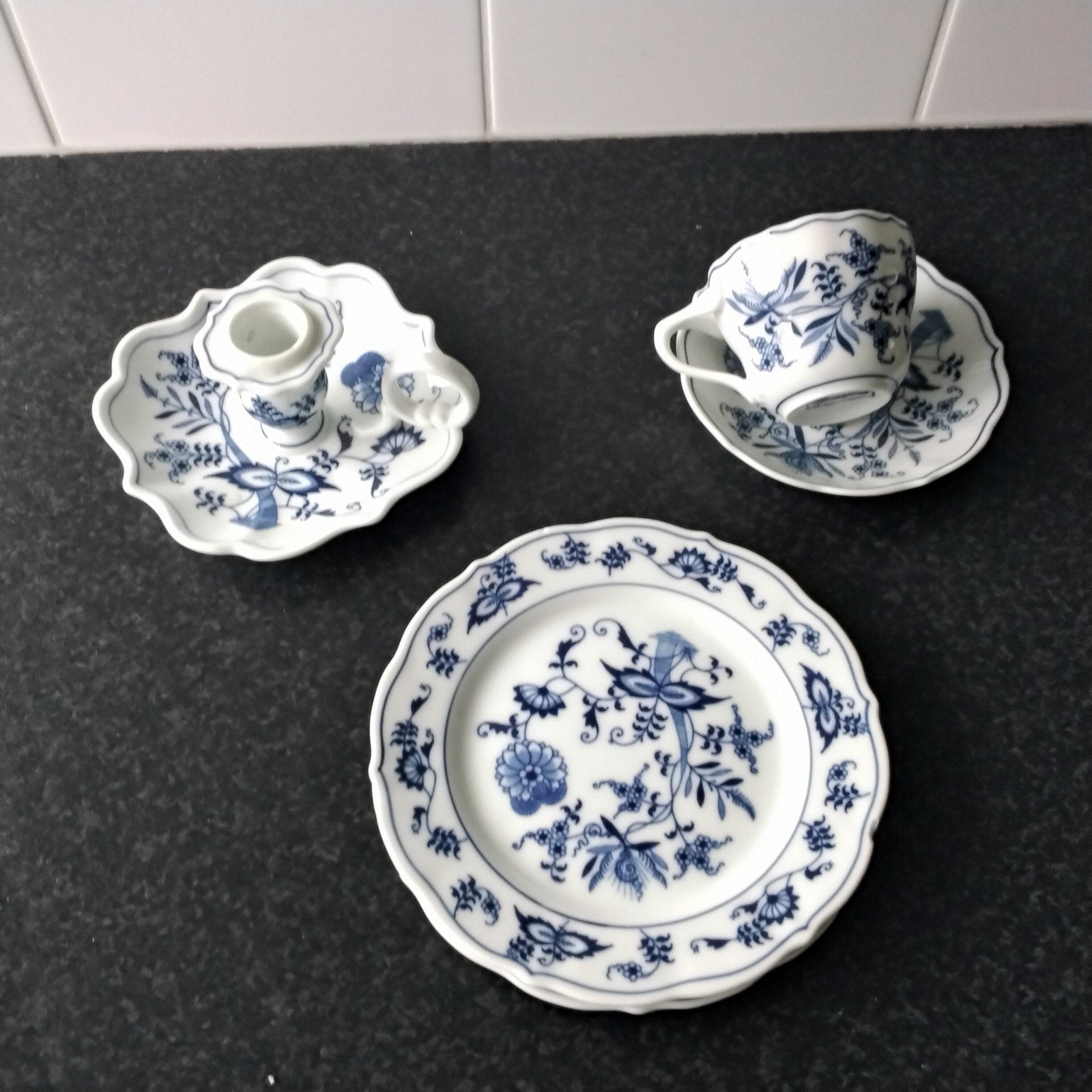 Blue Danube: blaker, kop en schotel, taartbordjes, Ophalen of Verzenden
