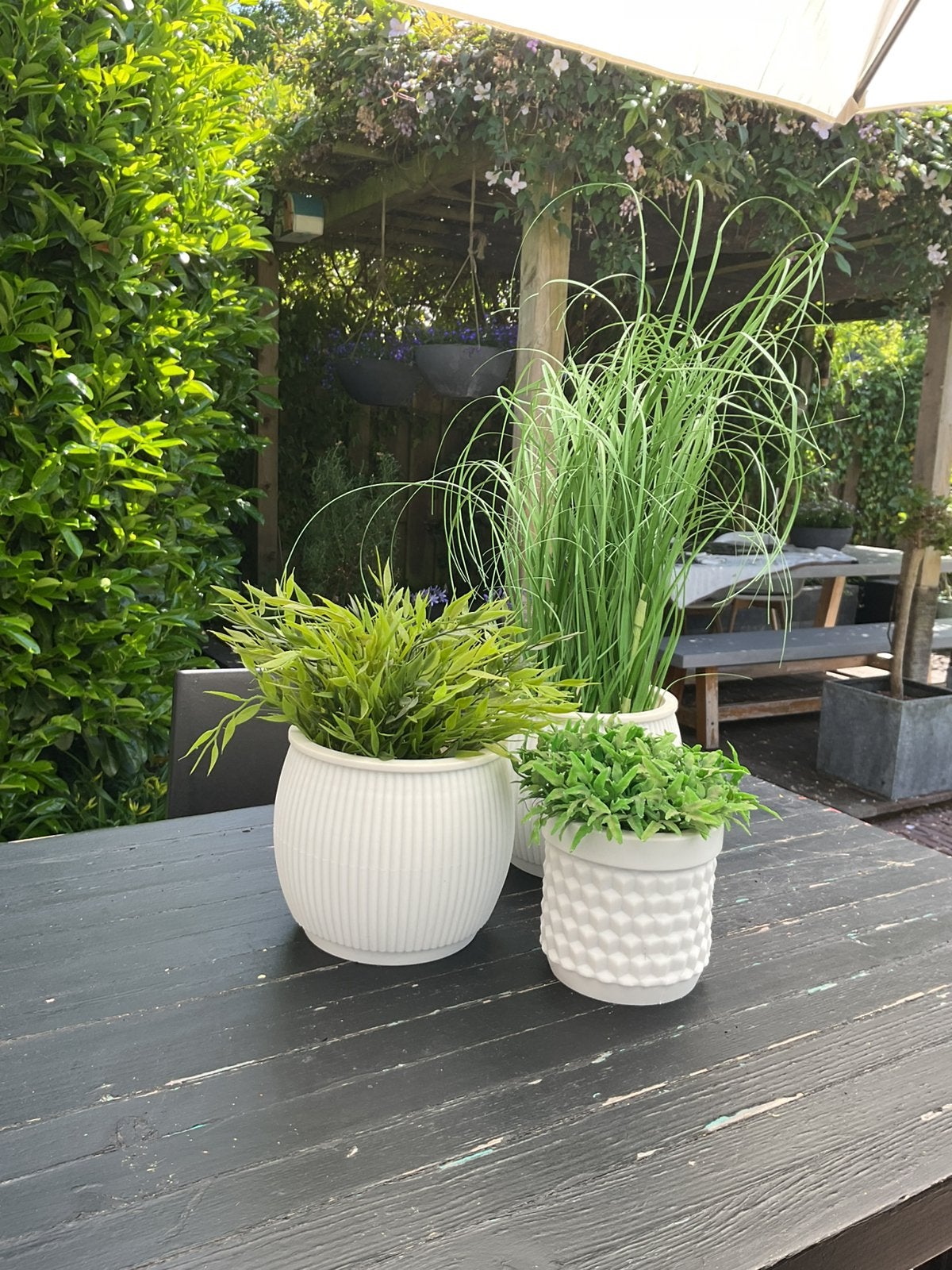 Siliconen set met 3 bloempotten, Tuin en Terras, Overige materialen, Rond, Ophalen of Verzenden, Binnen