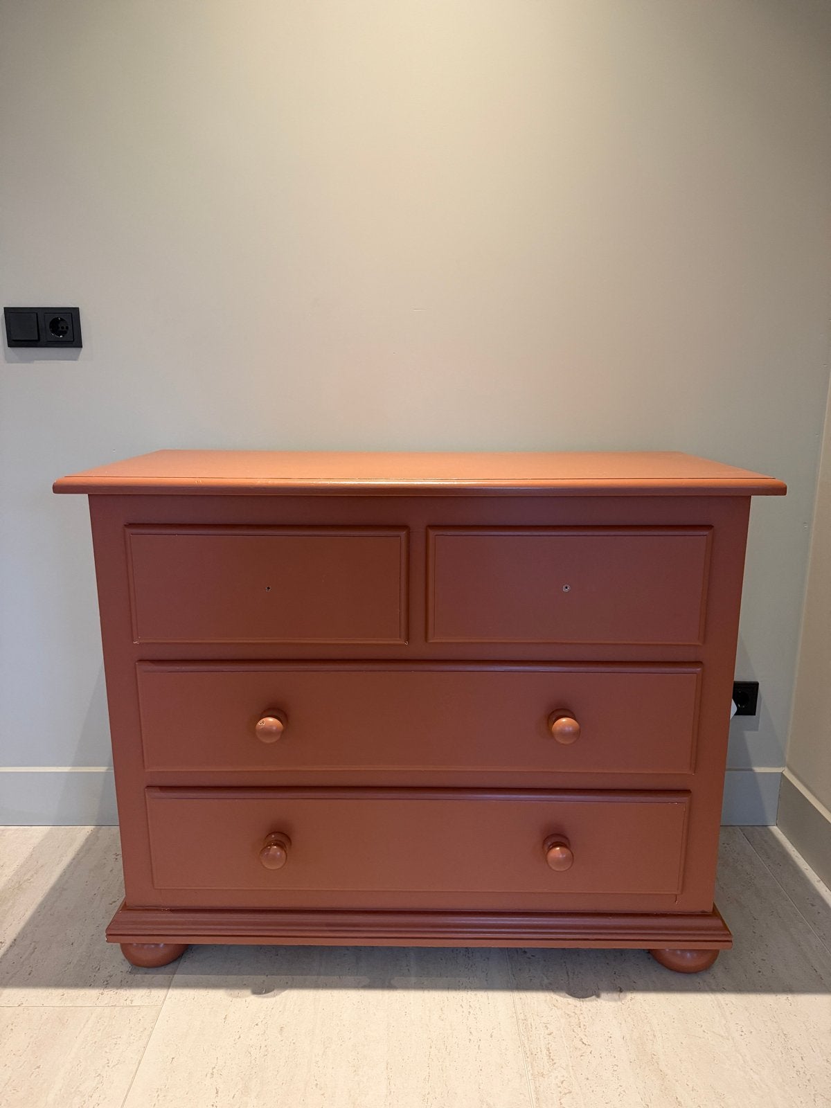 Bruine ladekast / commode - 110x48x90 cm, Ophalen, Gebruikt, 100 tot 150 cm, 3 of 4 laden