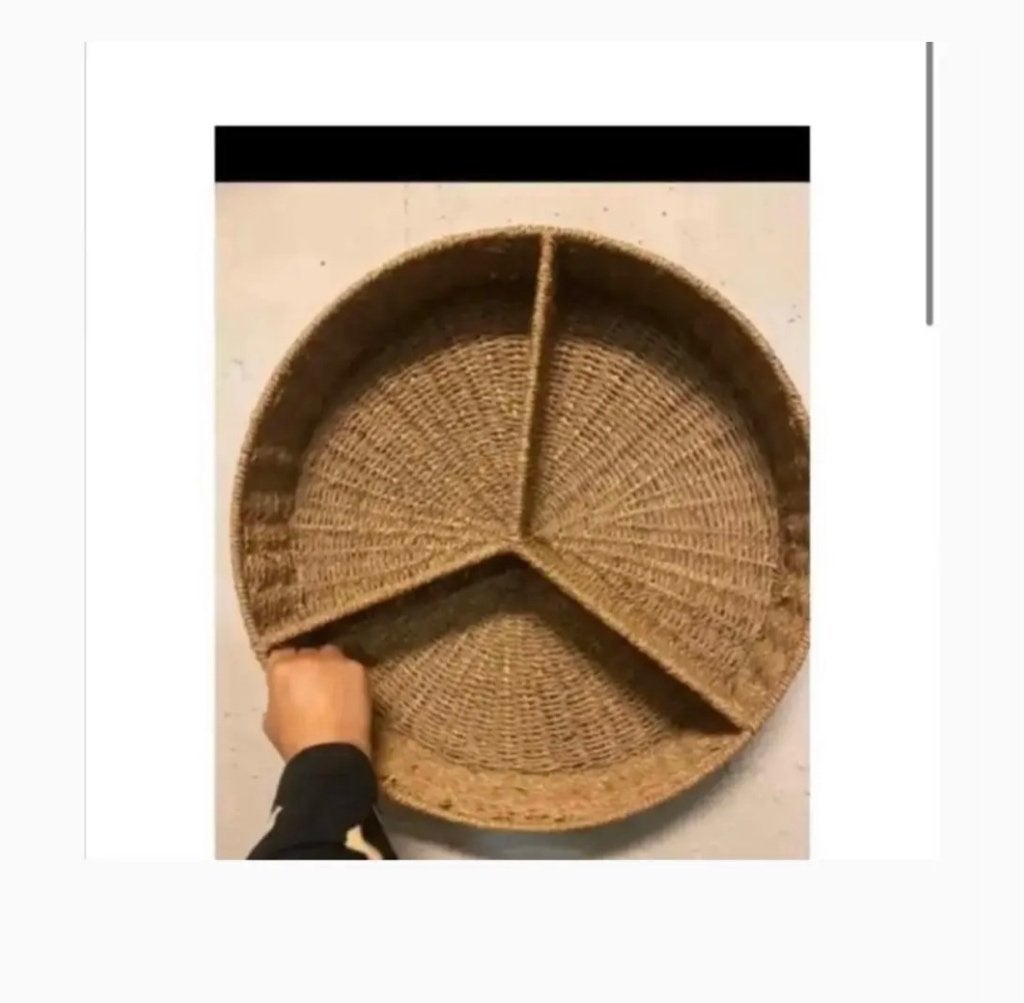 Rieten blad dienblad woonaccessoire riet Accessoire jute, Ophalen, Gebruikt, Rond, Overige materialen