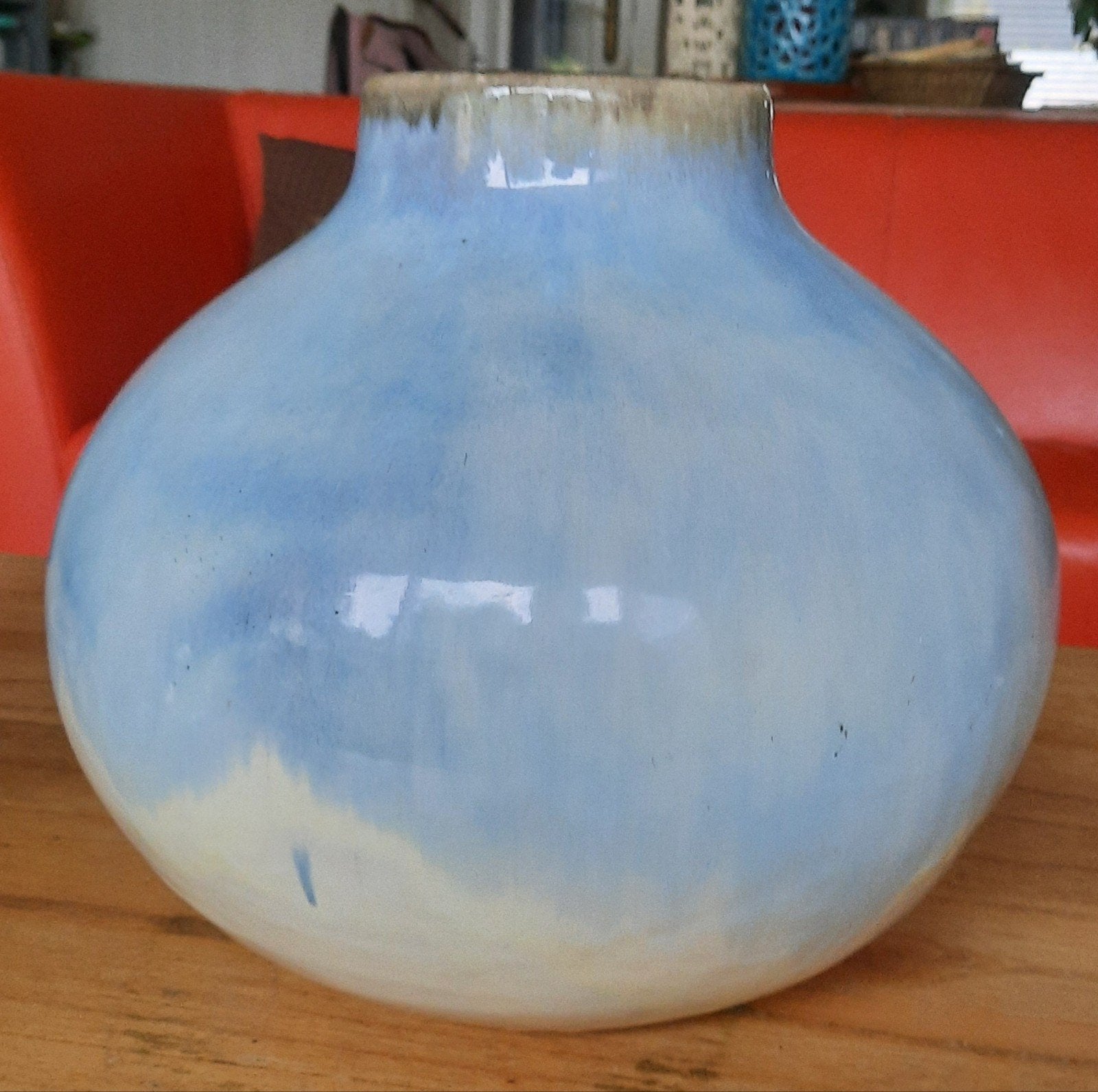 Mica Decorations Holm Keramische Vaas - Blauw/Wit, Ophalen