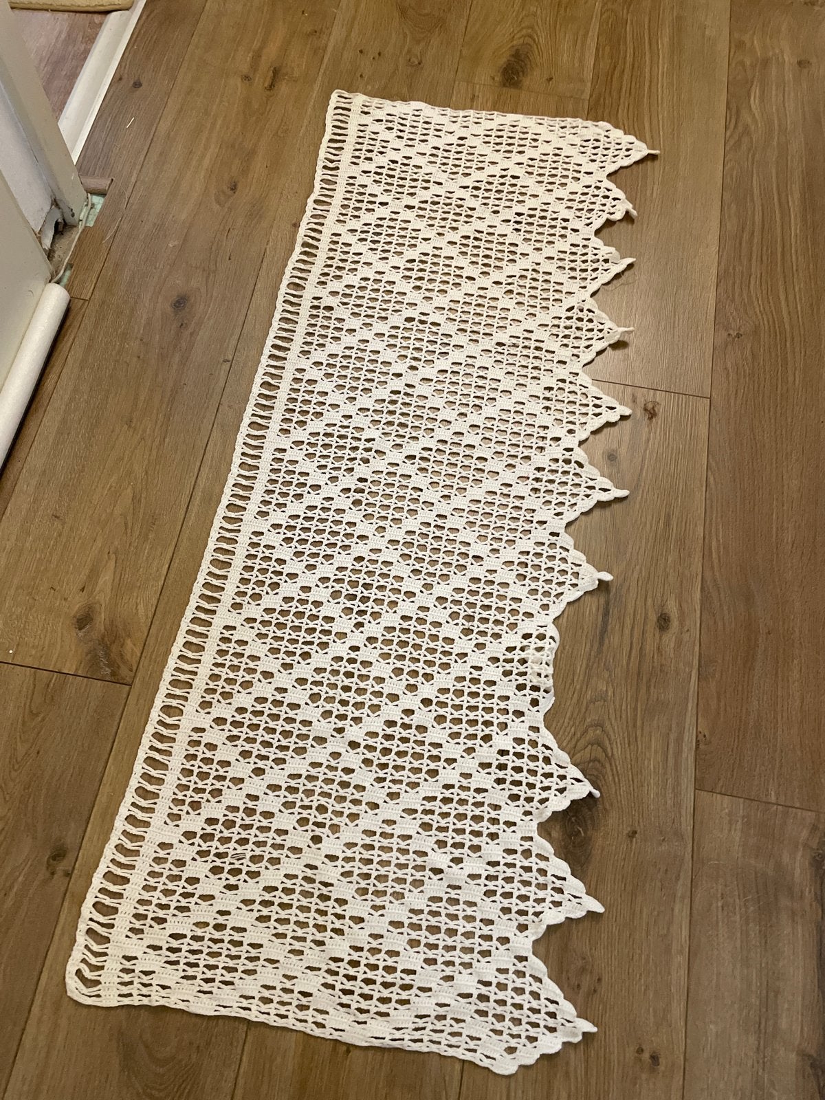 Gehaakt Gordijn Wit 110x45 cm, Ophalen of Verzenden, Zo goed als nieuw, Wit, Gordijn