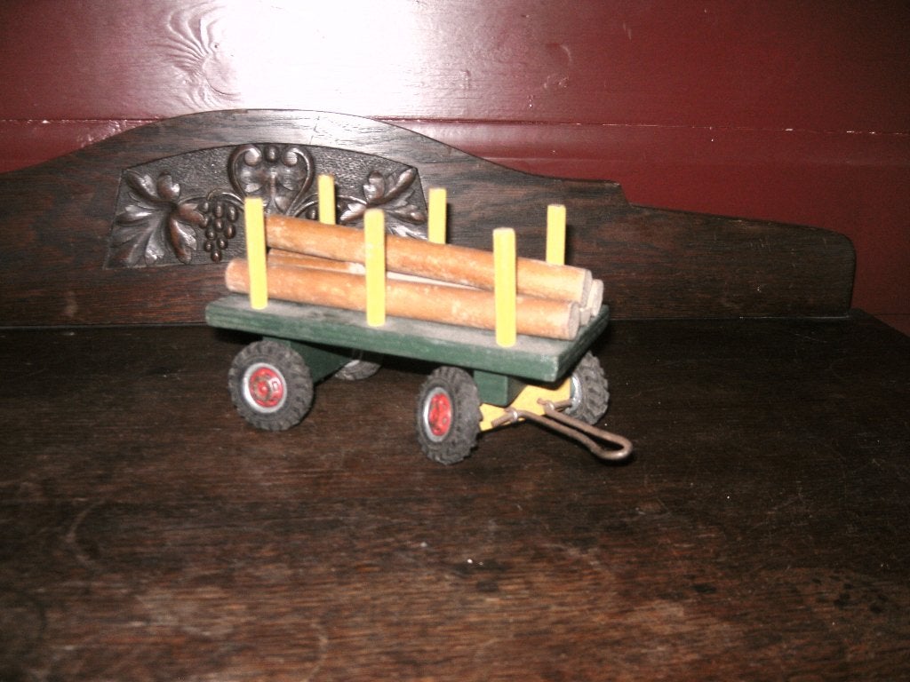 houten boomstam aanhanger met draaischijf rubber banden, Ophalen of Verzenden