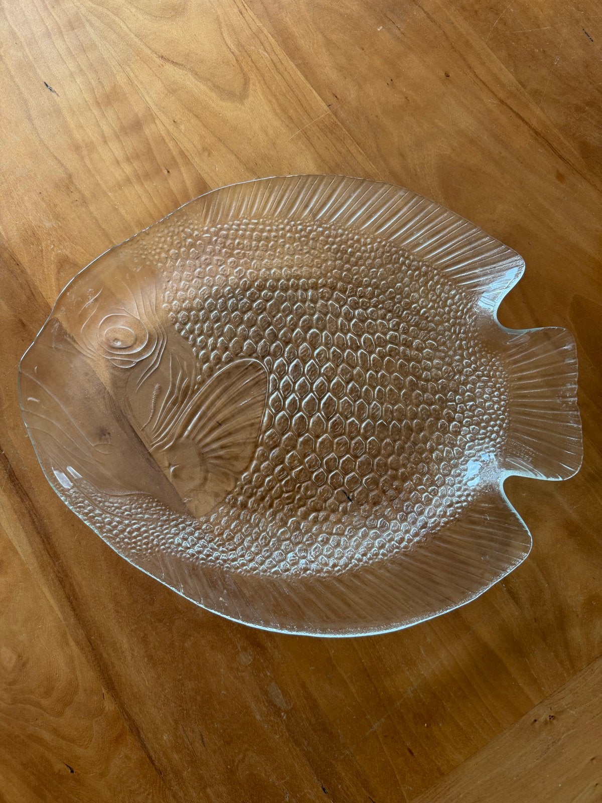Glazen visschaal - Vintage serveerschaal, Vintage, Ophalen of Verzenden, Glas, Schaal of Schalen