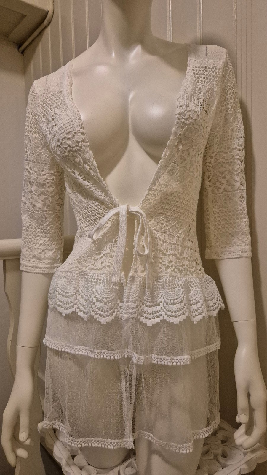 Doorzichtig vest in laagjes, maat S/M, Ophalen of Verzenden, Nieuw, Wit