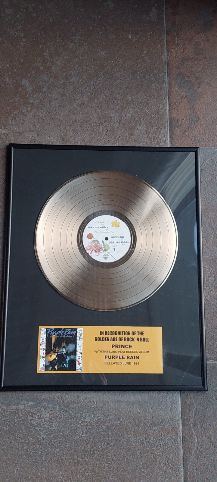 Prince - Purple Rain 24K  goldplated Gouden Plaat (ingelijst, LP, Pop, Speciale editie, Ophalen of Verzenden