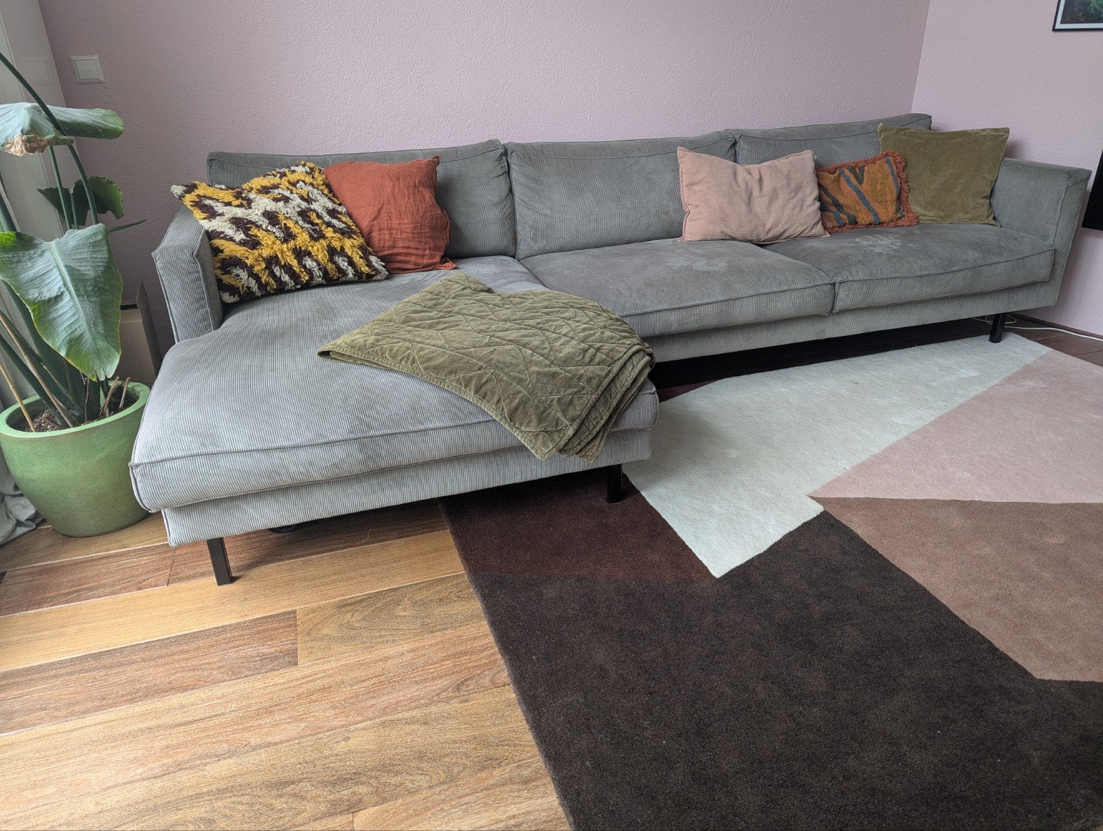 Loungebank BySidde ribstof - Zo goed als nieuw, Ophalen, Zo goed als nieuw, 150 cm of meer, Vierpersoons of meer