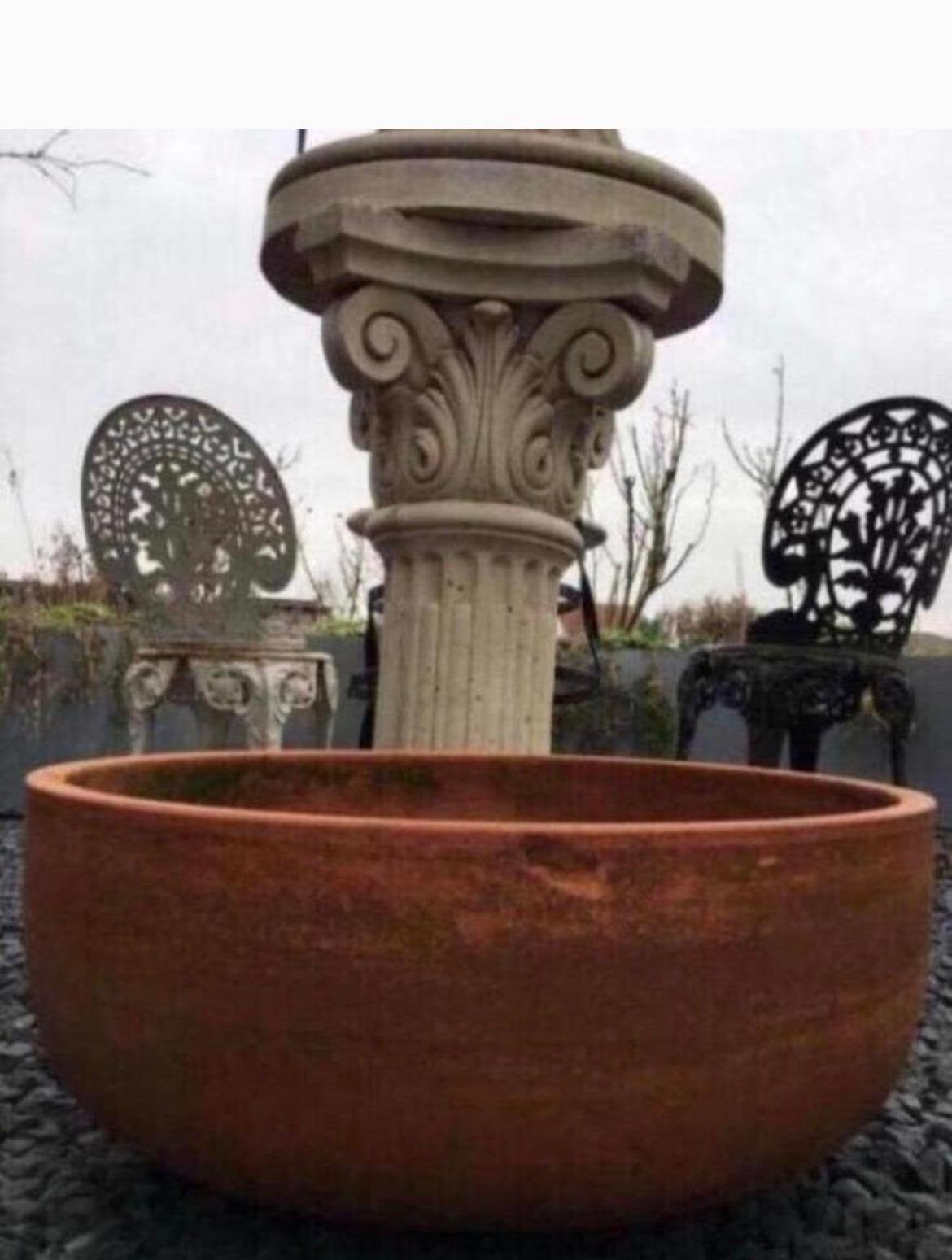 Mooie grote unieke terracotta lage bloempotten vintage stijl, Tuin en Terras, Ophalen, Gebruikt, 40 cm of meer, Rond